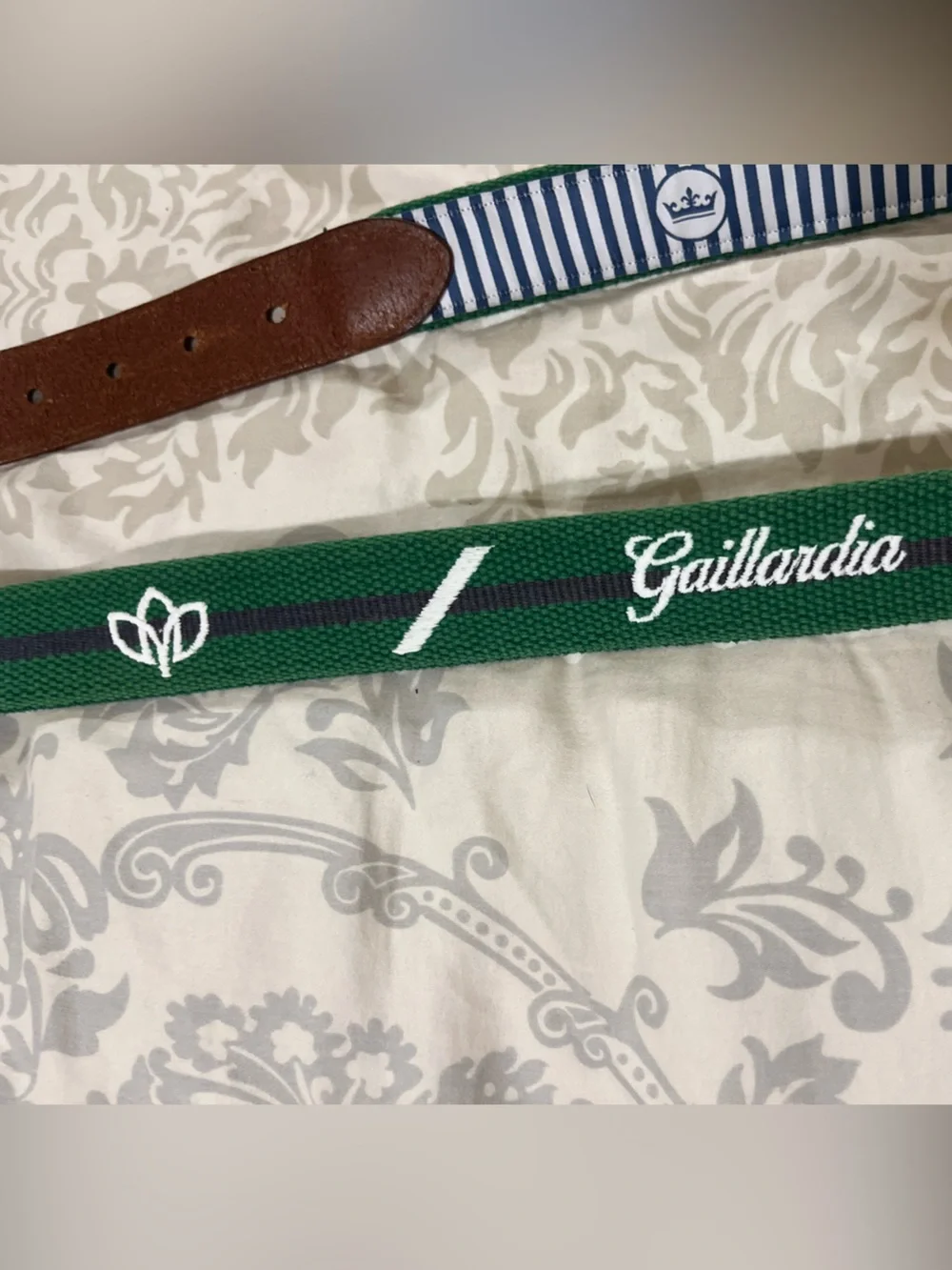 PETER MILLAR Mens Cotton Leather Belt Gaillardia Golf Course Oklahoma 36 USA New